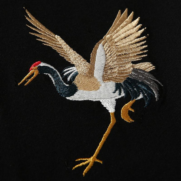 DANCING CRANE EMBROIDERED TEE
